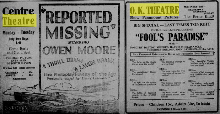 Centre Theater - Aug 7 1922 These 2 Old Theaters Went Head To Head